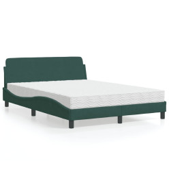 Lit avec matelas vert foncé 140x200 cm velours