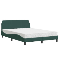 Lit avec matelas vert foncé 140x200 cm velours
