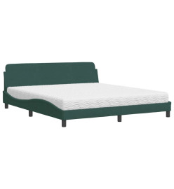Lit avec matelas vert foncé 180x200 cm velours