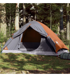 Tente de camping à dôme 2 personnes gris et orange imperméable