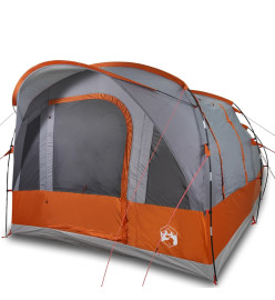 Tente de camping tunnel 3 personnes gris et orange imperméable