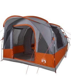 Tente de camping tunnel 3 personnes gris et orange imperméable