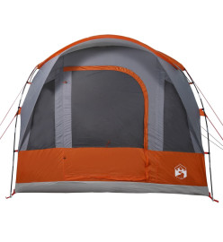 Tente de camping tunnel 3 personnes gris et orange imperméable