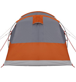 Tente de camping tunnel 3 personnes gris et orange imperméable