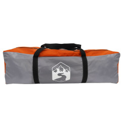 Tente de camping tunnel 3 personnes gris et orange imperméable