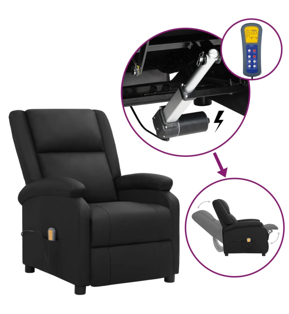 Fauteuil de massage noir cuir véritable