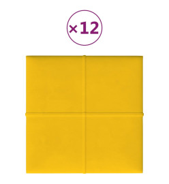 Panneaux muraux 12 pcs Jaune 30x30 cm Velours 1,08 m²