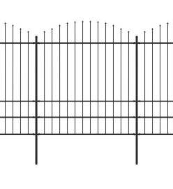 Clôture de jardin à dessus en lance Acier (1,75-2)x13,6 m Noir