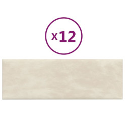 Panneaux muraux 12 pcs Crème 90x30 cm Velours 3,24 m²