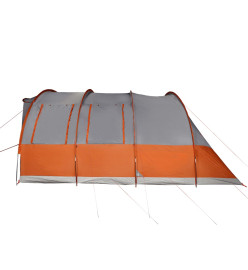 Tente de camping tunnel 7 personnes gris et orange imperméable