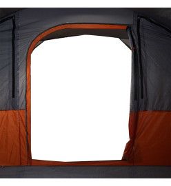 Tente de camping tunnel 7 personnes gris et orange imperméable