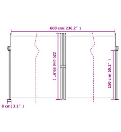 Auvent latéral rétractable taupe 220x600 cm