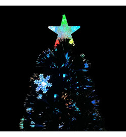 Sapin de Noël et flocons de neige LED Noir 120 cm Fibre optique