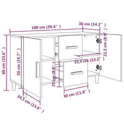 Buffet chêne marron 100x36x60 cm bois d'ingénierie