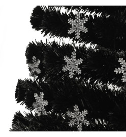 Sapin de Noël et flocons de neige LED Noir 180 cm Fibre optique