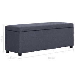 Banc avec compartiment de rangement 116 cm Gris foncé Polyester