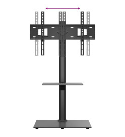 Meuble TV d'angle 2 niveaux pour 32-65 pouces noir