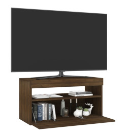 Meuble TV avec lumières LED Chêne marron 75x35x40 cm