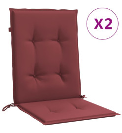 Coussins de chaise dossier bas lot de 2 rouge bordeaux mélangé