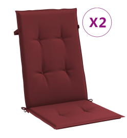 Coussins de chaise dossier haut lot de 2 rouge bordeaux mélangé