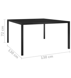 Table de jardin 130x130x72 cm Noir Acier et verre