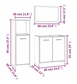 Ensemble de meubles de salle de bain 3 pcs Chêne fumé