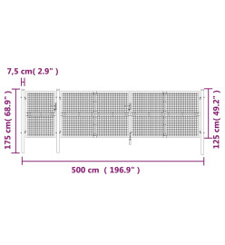 Portal de jardin maille anthracite 500x175 cm acier galvanisé