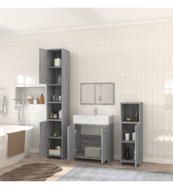 Ensemble de meubles de salle de bain 4 pcs Sonoma gris