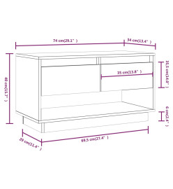 Meuble TV Noir 74x34x40 cm Bois de pin massif