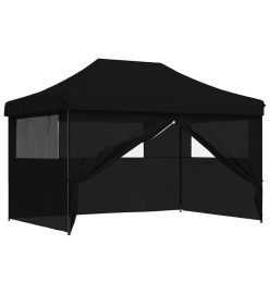 Tente de réception pliable escamotable 4 parois latérales noir