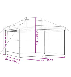 Tente de réception pliable escamotable 4 parois latérales noir