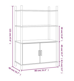 Buffet haut Noir 80x40x121 cm Bois d'ingénierie