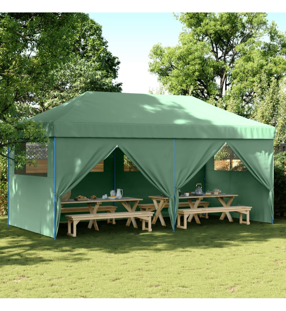Tente de réception pliable escamotable 4 parois latérales vert Tente de réception pliable escamotable 4 parois latérales vert