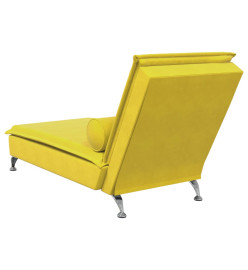 Chaise longue de massage avec traversin jaune velours