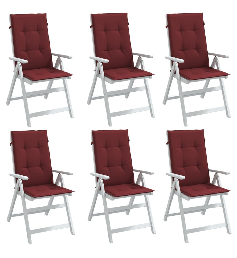 Coussins de chaise dossier haut lot de 6 rouge bordeaux mélangé