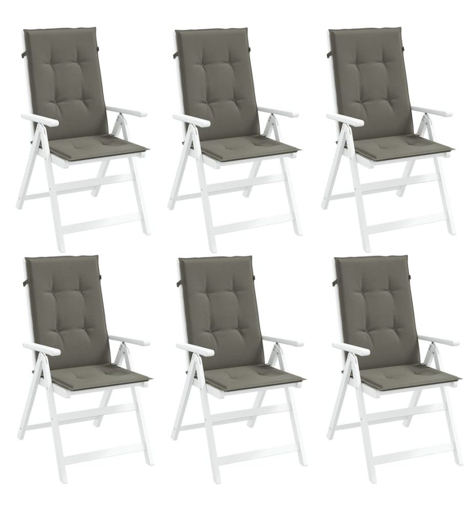 Coussins de chaise à dossier haut lot de 6 gris foncé mélangé