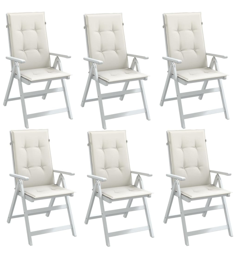 Coussins de chaise à dossier haut lot de 6 crème mélangé tissu