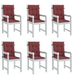 Coussins de chaise dossier bas lot de 6 rouge bordeaux mélangé