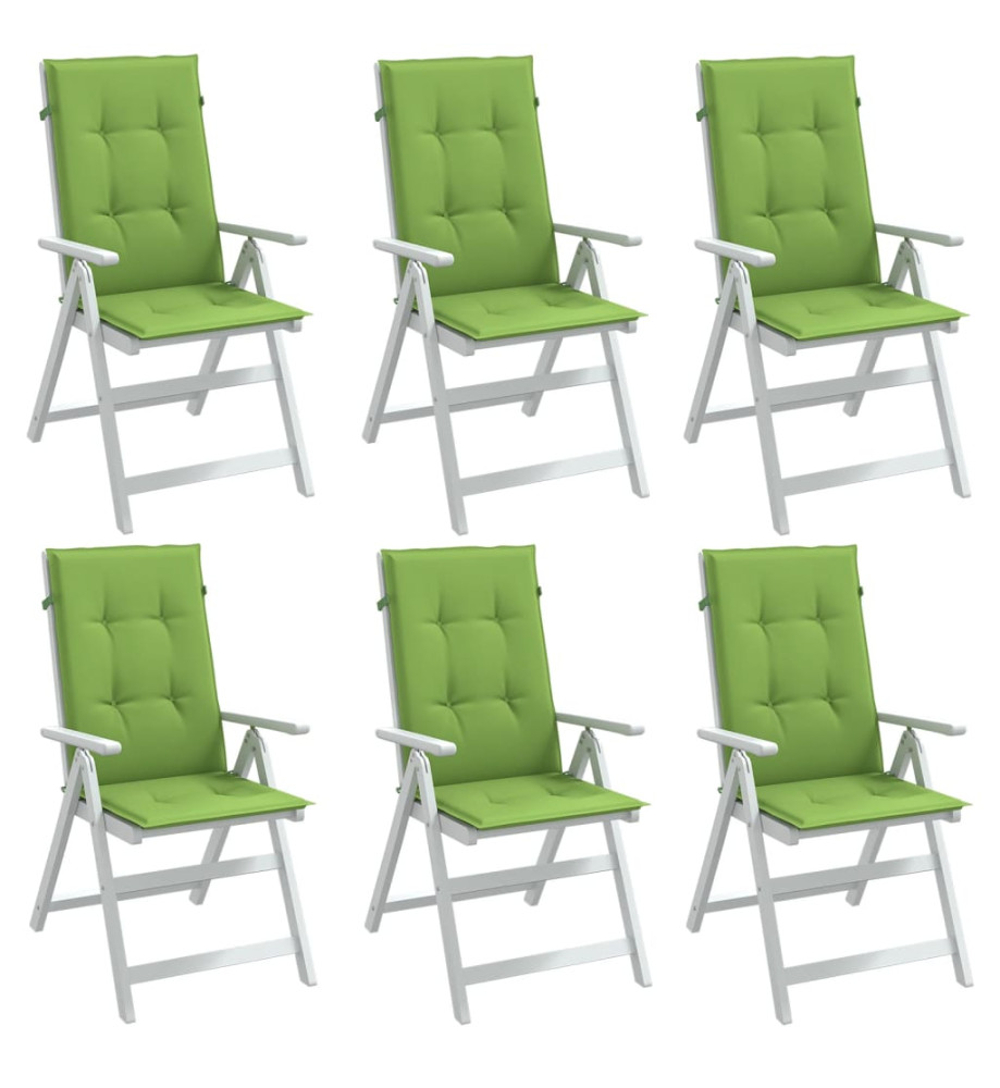 Coussins de chaise à dossier haut lot de 6 vert mélangé tissu