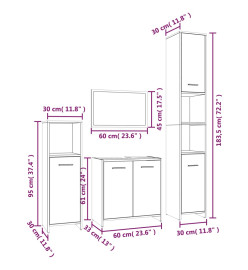 Ensemble de meubles de salle de bain 4 pcs Chêne fumé Bois