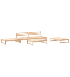 Salon de jardin 5 pcs avec coussins bois massif