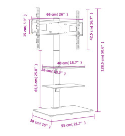 Meuble TV d'angle 3 niveaux pour 32-65 pouces noir