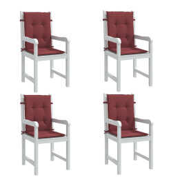 Coussins de chaise dossier bas lot de 4 rouge bordeaux mélangé