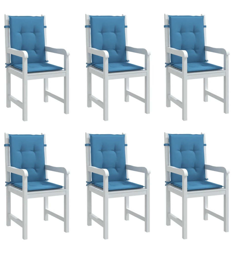 Coussins de chaise à dossier bas lot de 6 bleu mélangé tissu