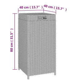 Poubelle marron 40x40x80 cm résine tressée