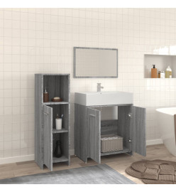 Ensemble de meubles de salle de bain 3 pcs Sonoma gris