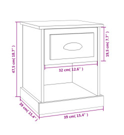 Tables de chevet 2 pcs chêne fumé 39x39x47,5 cm bois ingénierie