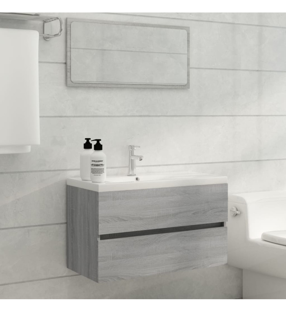 Ensemble de meubles de salle de bain 2 pcs Sonoma gris