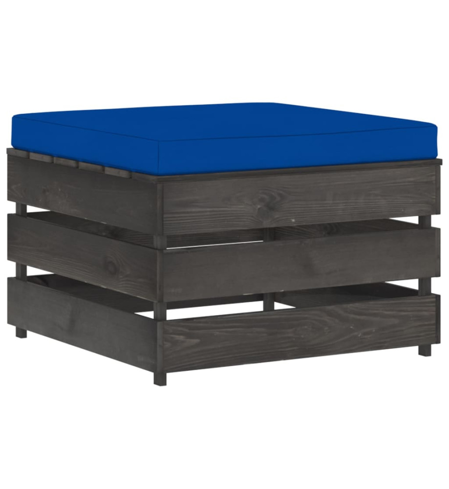 Pouf sectionnel avec coussin Bois imprégné de gris Pouf sectionnel avec coussin Bois imprégné de gris
