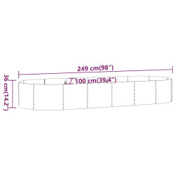 Lit surélevé de jardin Acier enduit de poudre 249x100x36cm gris